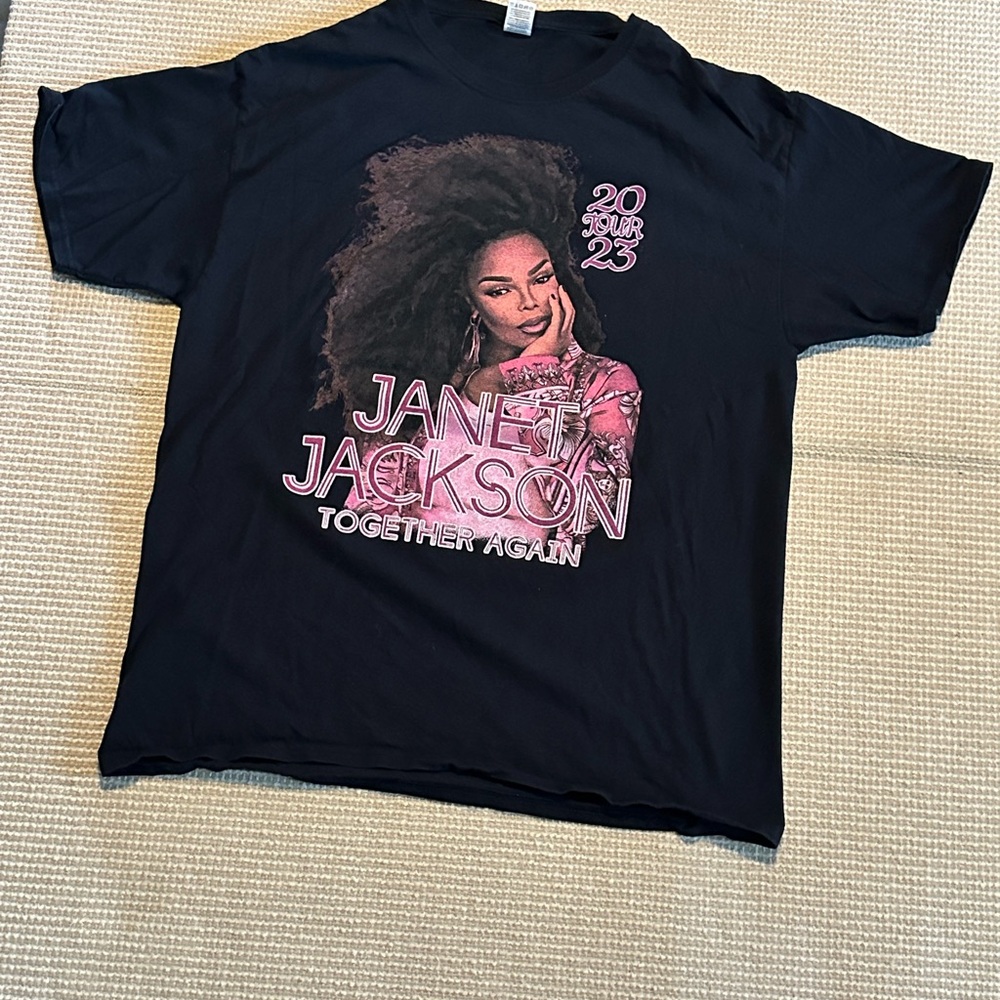 Janet Jackson Together Again 2023 Tour Black T-shirt w/print on front and back